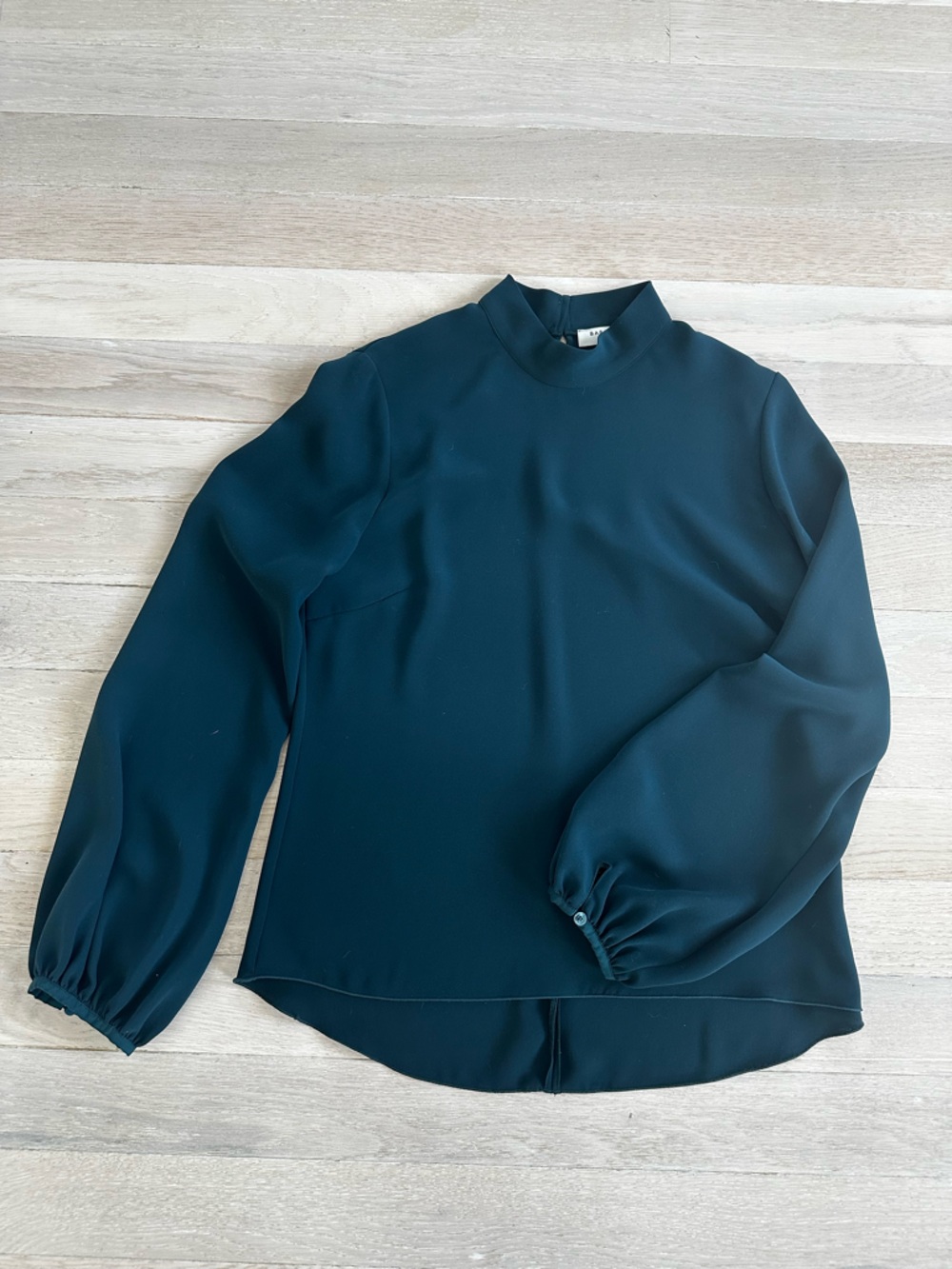 Babaton Dark Teal Mock Neck Blouse